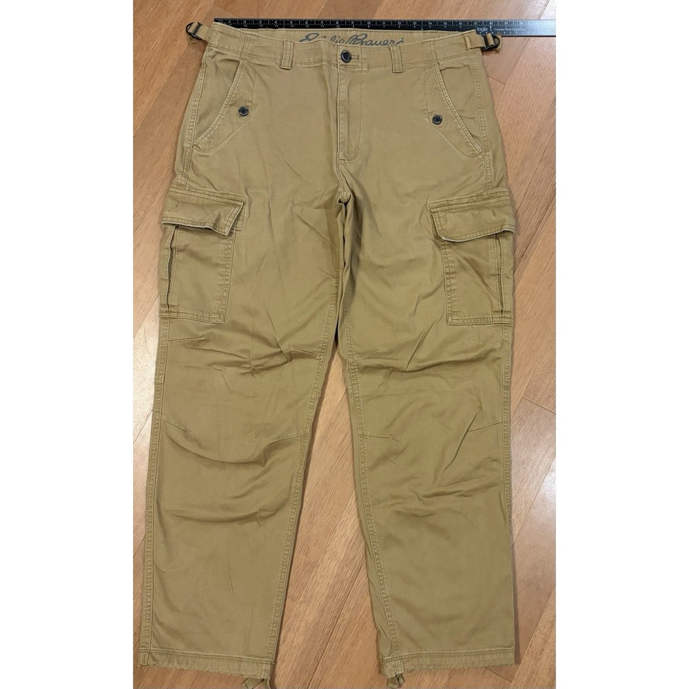 Eddie Bauer Cargo Pants Ripstop Military Paratrooper 34x30 Flaps Drawstrings EUC